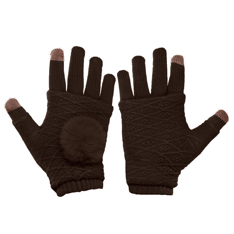 Manusi touchscreen dama, acrilic, maro