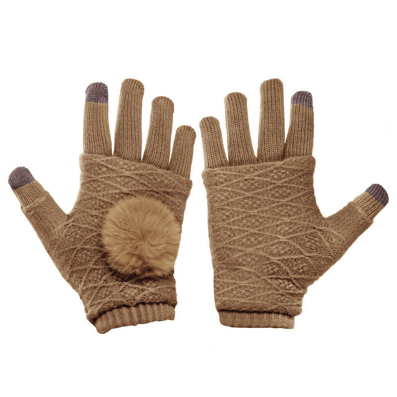 Manusi touchscreen dama, acrilic, cafeniu