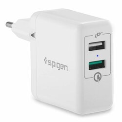 Incarcator Priza Spigen Essential F207 Quick Charge 3.0 Dual Port USB - White