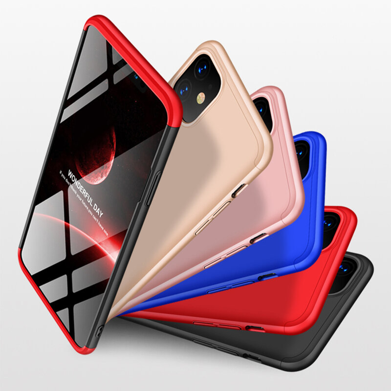 Husa iPhone 11 GKK 360 Full Cover Negru-Argintiu