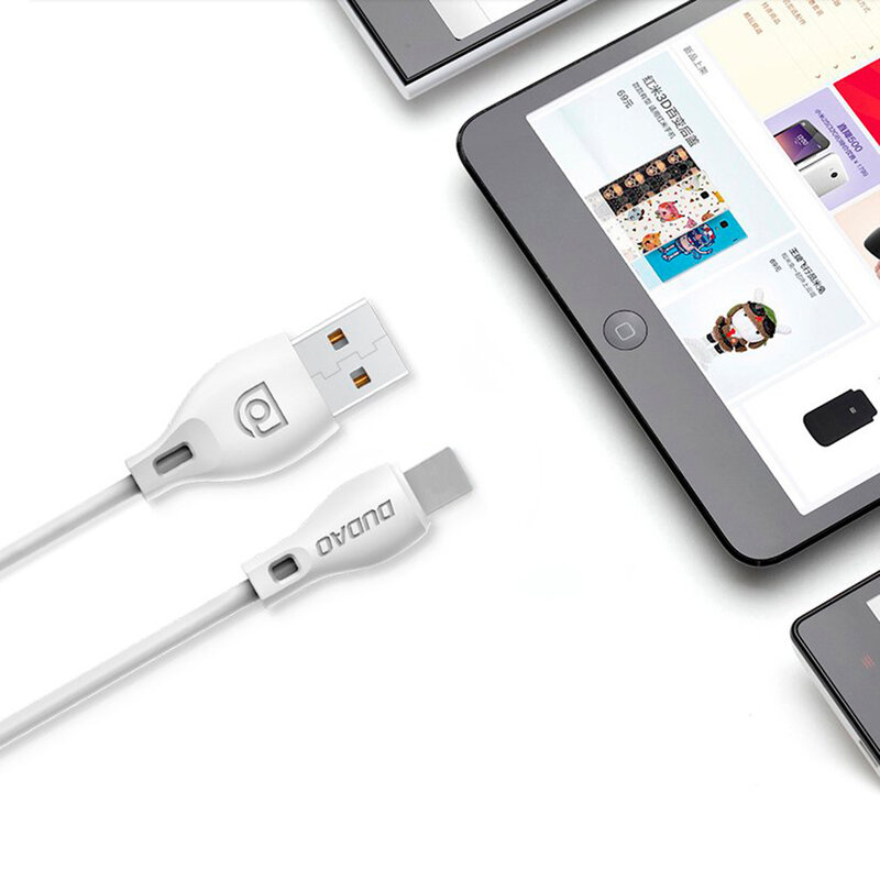 Cablu de date Dudao L4 USB / Type-C Fast Charging 2.4A 2m - Alb