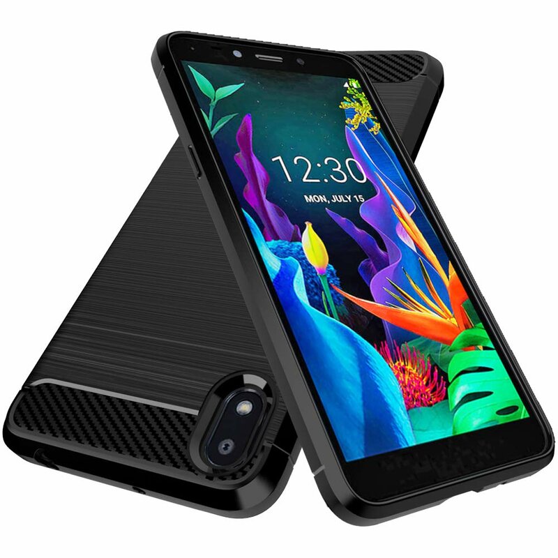 Husa LG K20 2019 Techsuit Carbon Silicone, negru