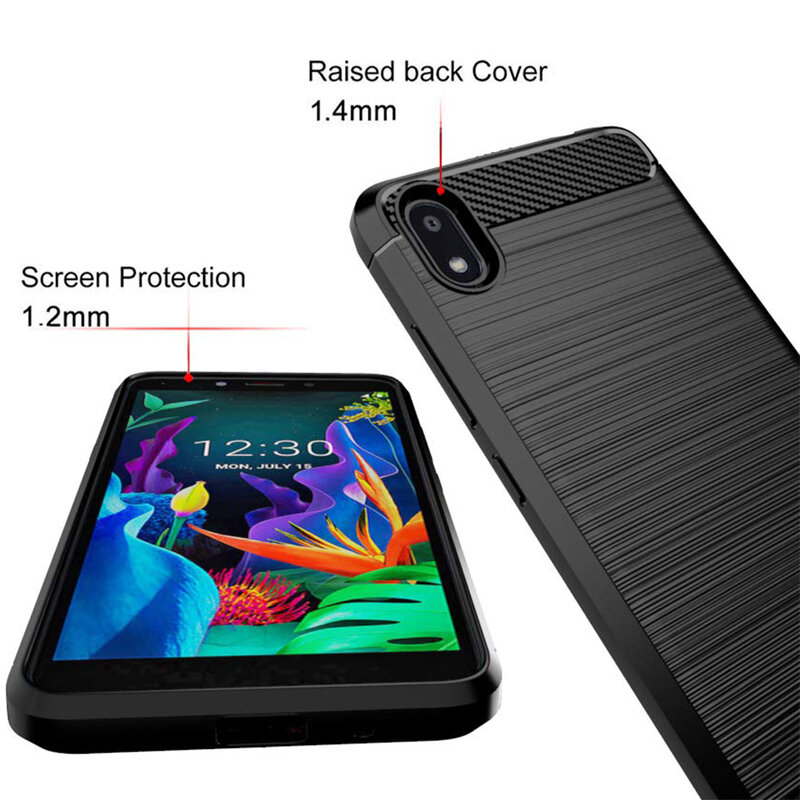 Husa LG K20 2019 Techsuit Carbon Silicone, negru