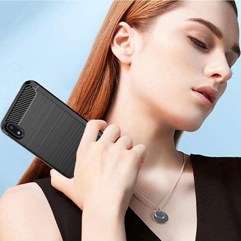 Husa LG K20 2019 Techsuit Carbon Silicone, negru