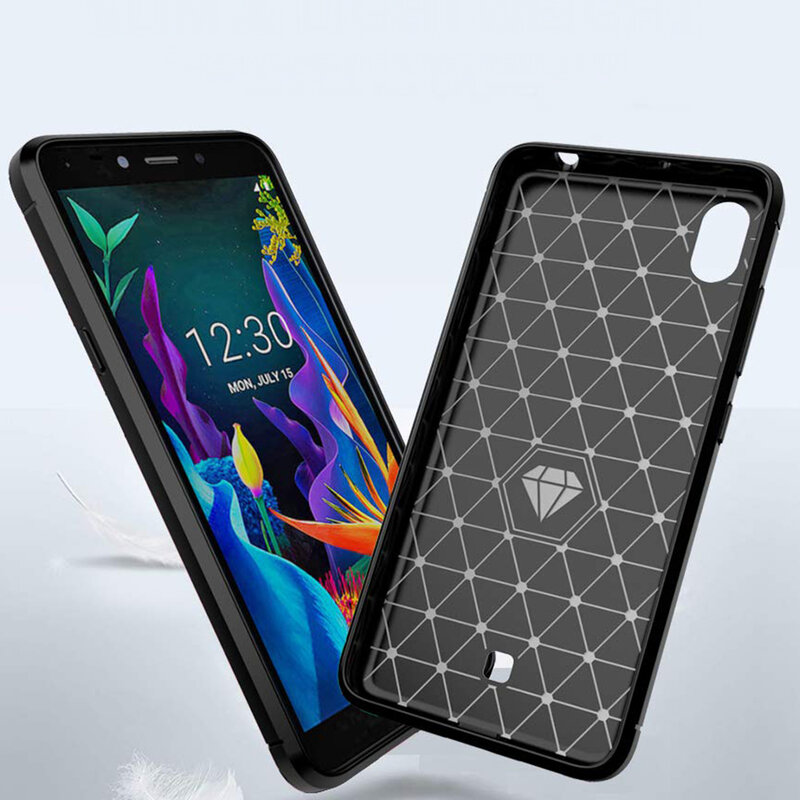 Husa LG K20 2019 Techsuit Carbon Silicone, negru