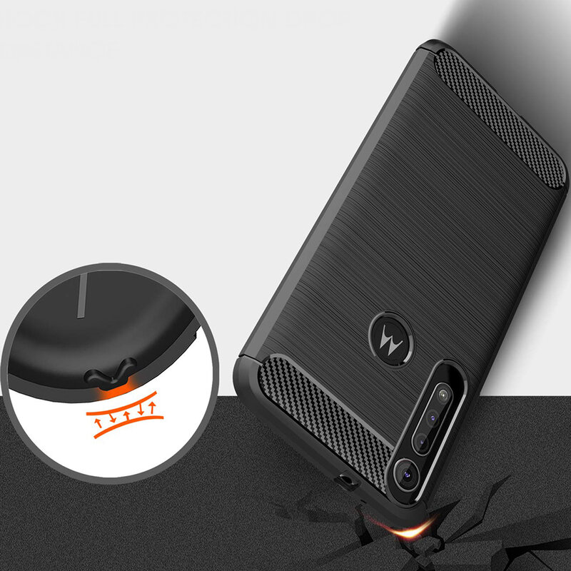 Husa Motorola Moto G8 Play Techsuit Carbon Silicone, negru