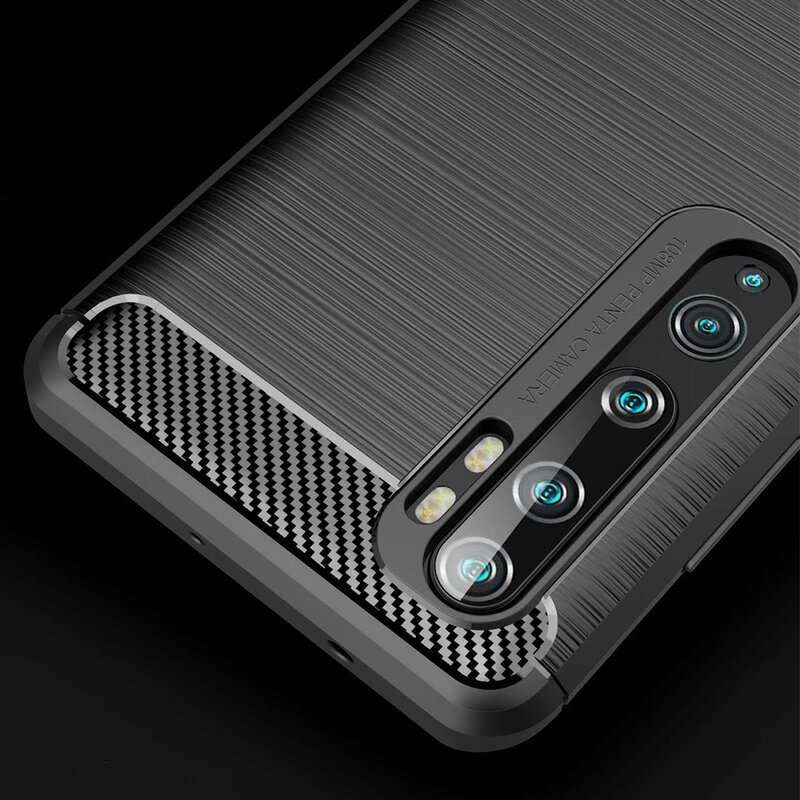 Husa Xiaomi Mi CC9 Pro Techsuit Carbon Silicone, negru