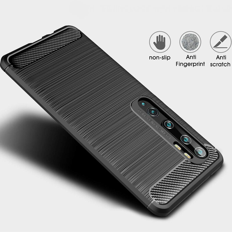 Husa Xiaomi Mi CC9 Pro Techsuit Carbon Silicone, negru