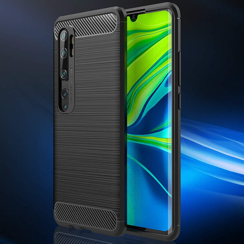 Husa Xiaomi Mi CC9 Pro Techsuit Carbon Silicone, negru