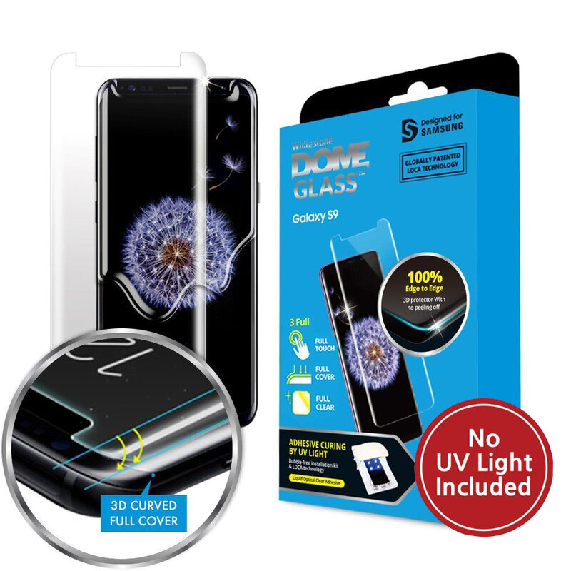 Folie Sticla Samsung Galaxy S9 Whitestone Dome Full Cover Case Friendly Fara Lampa UV - Clear