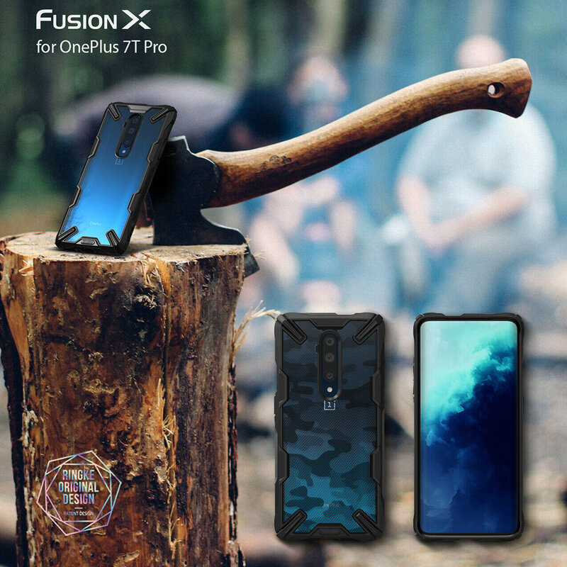 Husa OnePlus 7T Pro Ringke Fusion X Design - Camo Black