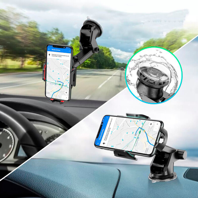 Suport de telefon auto bord, parbriz Techsuit S113, negru