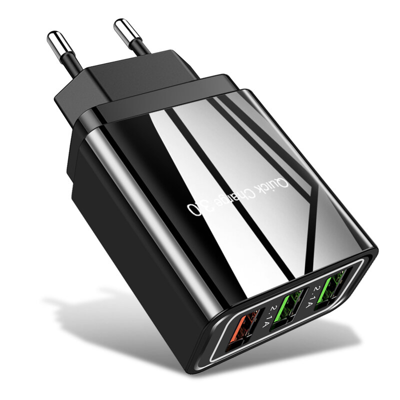 Incarcator Priza Qualcomm Fast 3xUSB 4.8A Quick Charge USB 3.0 - Negru