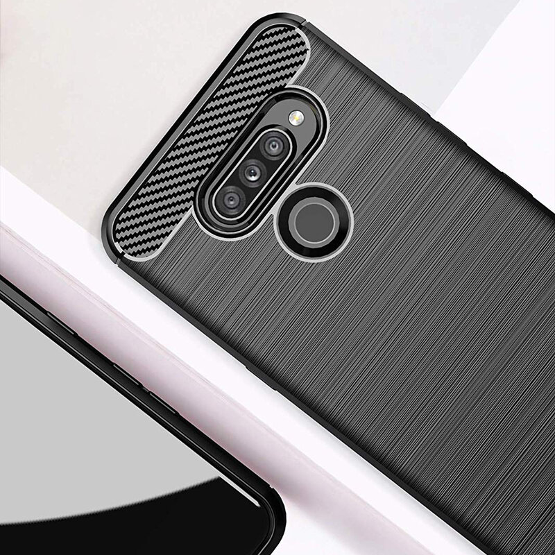 Husa LG K50S Techsuit Carbon Silicone, negru