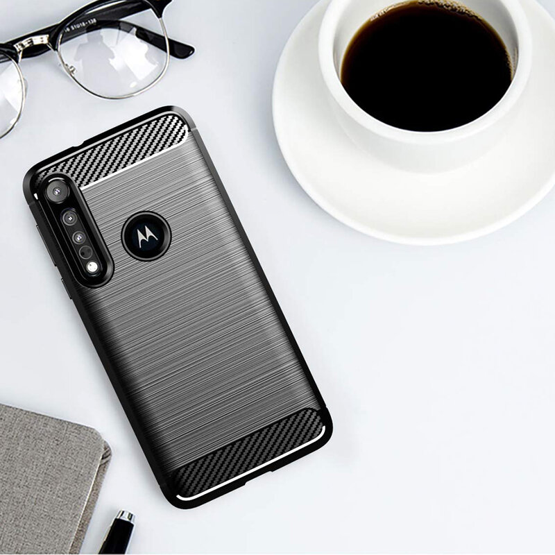 Husa Motorola One Macro Techsuit Carbon Silicone, negru