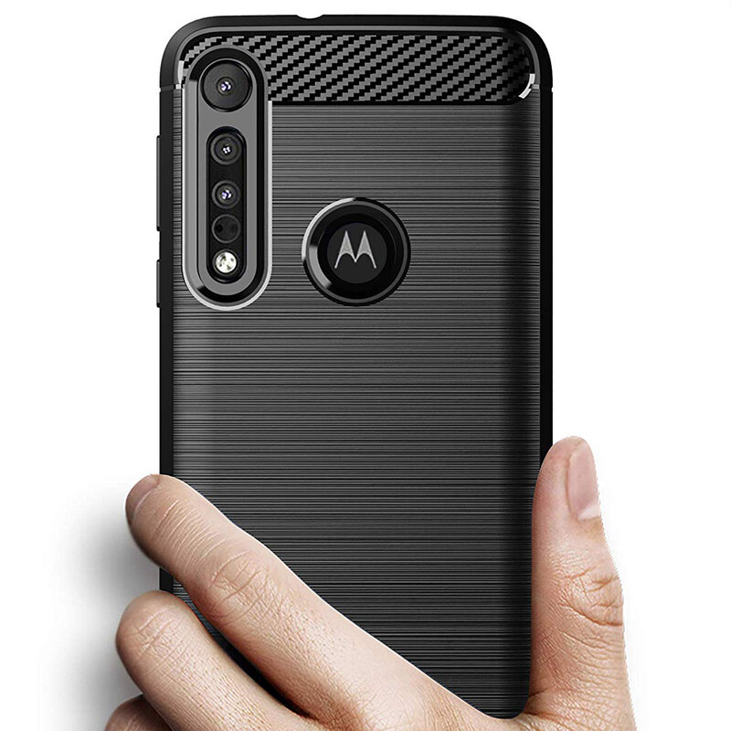 Husa Motorola One Macro Techsuit Carbon Silicone, negru