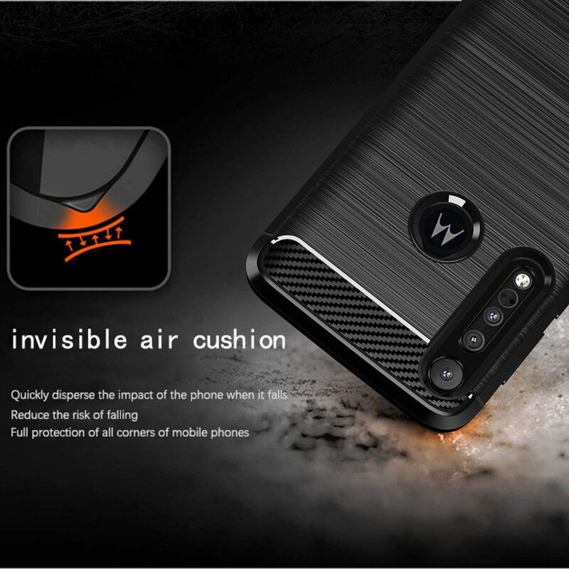 Husa Motorola One Macro Techsuit Carbon Silicone, negru