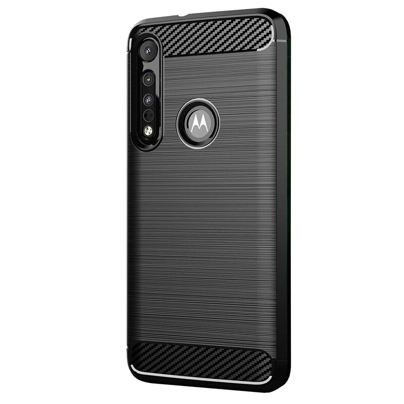Husa Motorola One Macro Techsuit Carbon Silicone, negru
