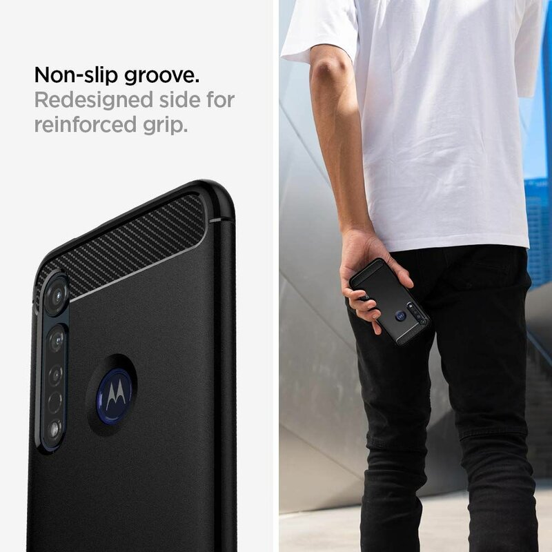 Husa Motorola Moto G8 Plus Spigen Rugged Armor, negru