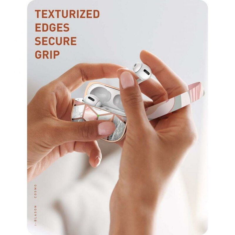 Husa Apple Airpods Pro i-Blason Cosmo, curea de prindere, roz