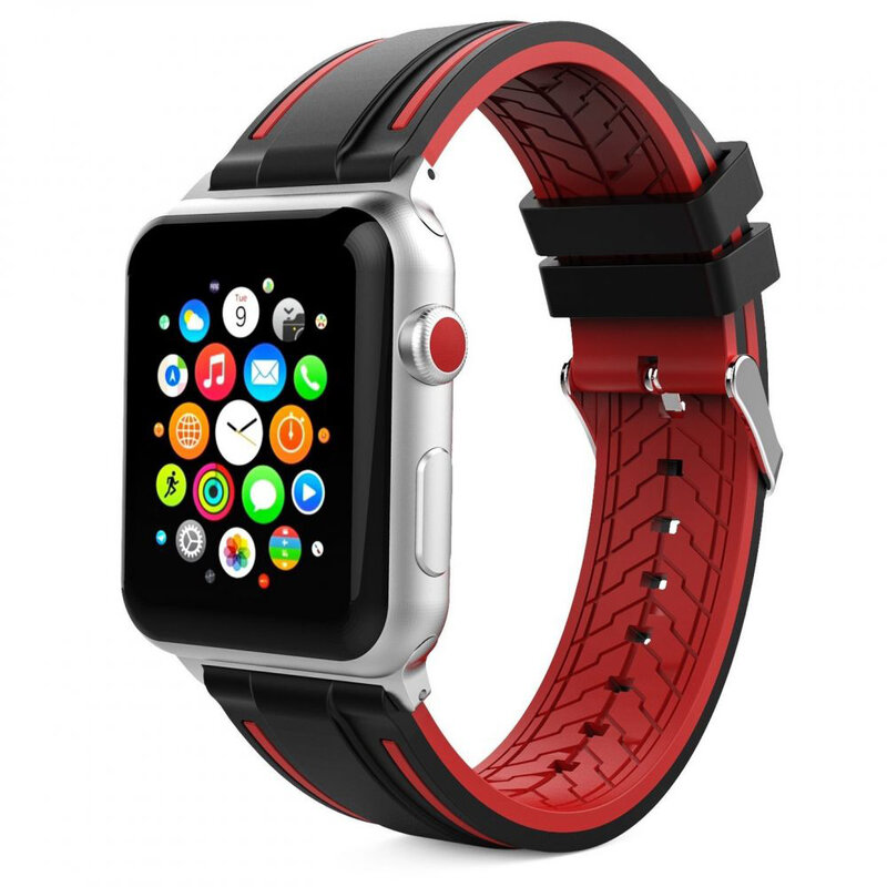 Curea Apple Watch 5 44mm Tech-Protect Fendy - Rosu-negru