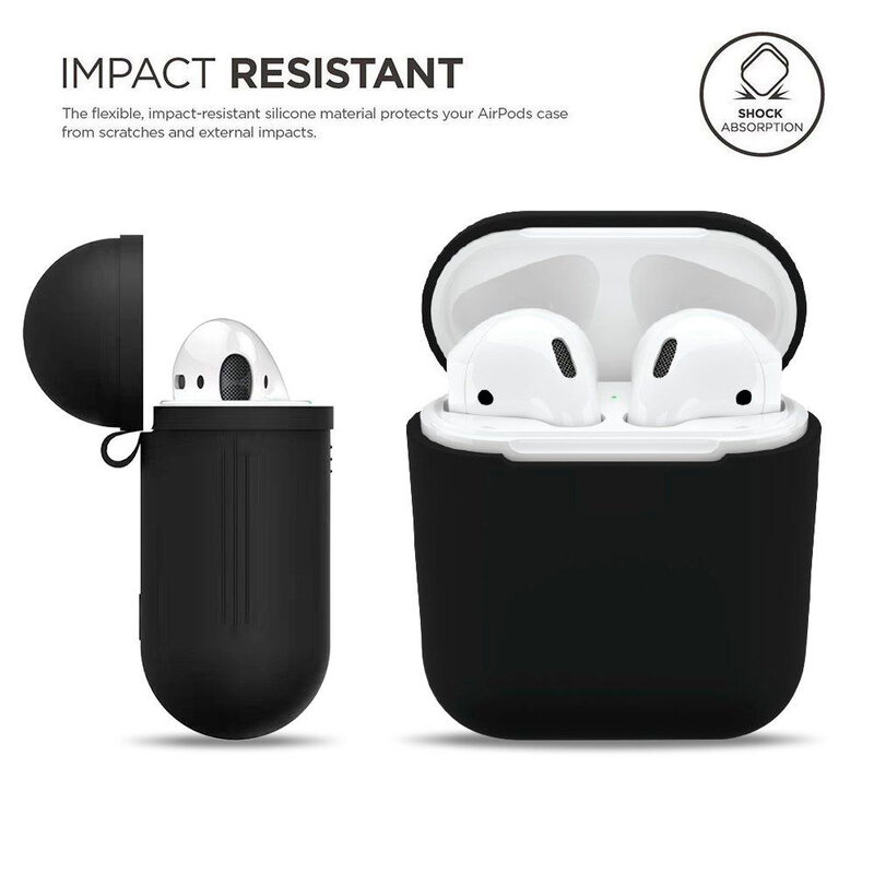 Husa Apple Airpods Tech-Protect Set Cu Suport Pentru Umeri Din Silicon - Negru