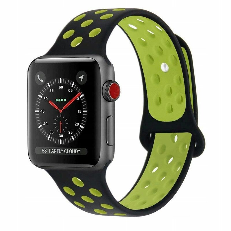 Curea Apple Watch 1 42mm Tech-Protect Softband - Black/Lime