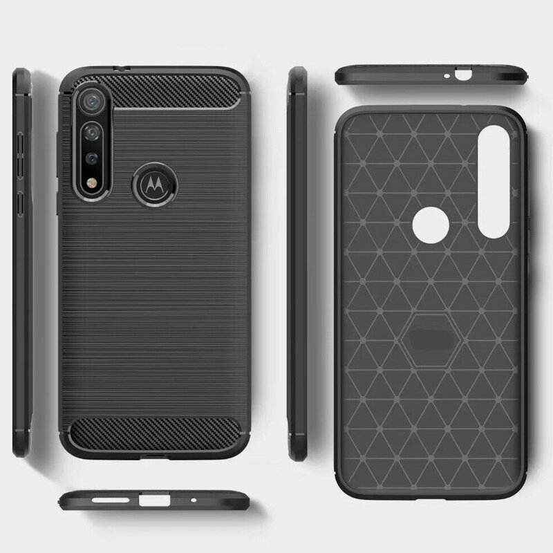 Husa Motorola Moto G8 Plus Techsuit Carbon Silicone, negru