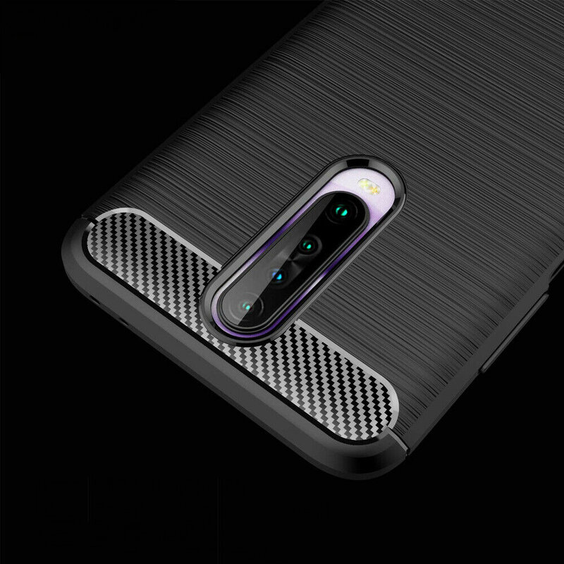 Husa Xiaomi Redmi K30 Techsuit Carbon Silicone, negru