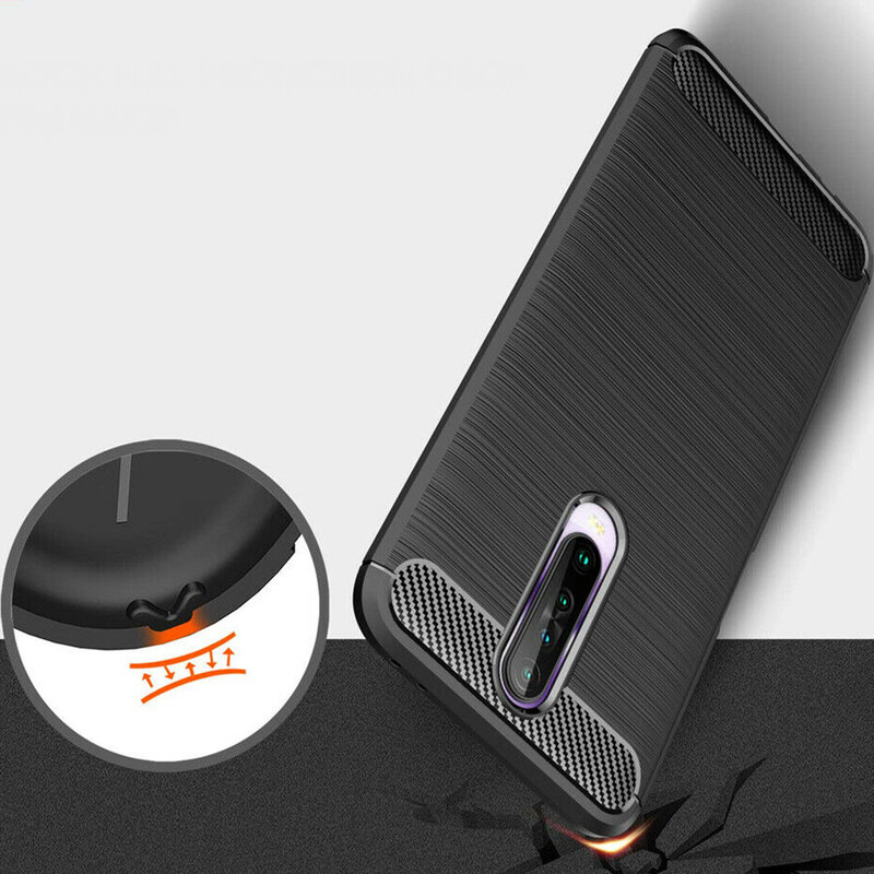 Husa Xiaomi Redmi K30 Techsuit Carbon Silicone, negru