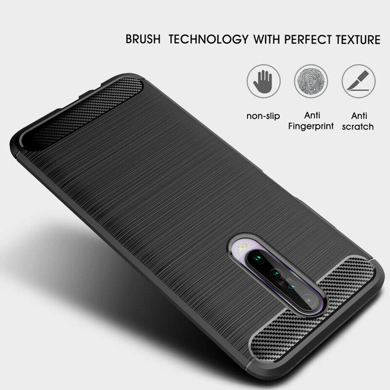 Husa Xiaomi Redmi K30 Techsuit Carbon Silicone, negru