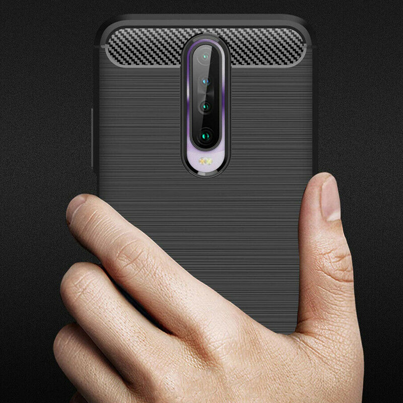 Husa Xiaomi Redmi K30 Techsuit Carbon Silicone, negru