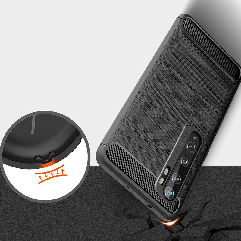 Husa Xiaomi Mi CC9 Pro Techsuit Carbon Silicone, negru
