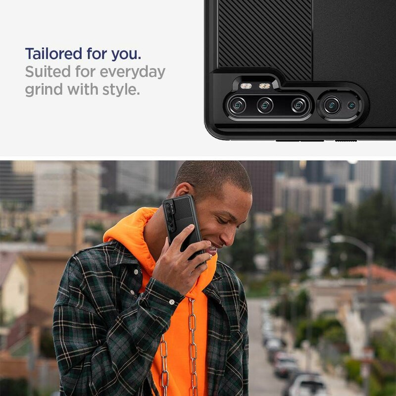 Husa Xiaomi Mi CC9 Pro Spigen Rugged Armor, negru