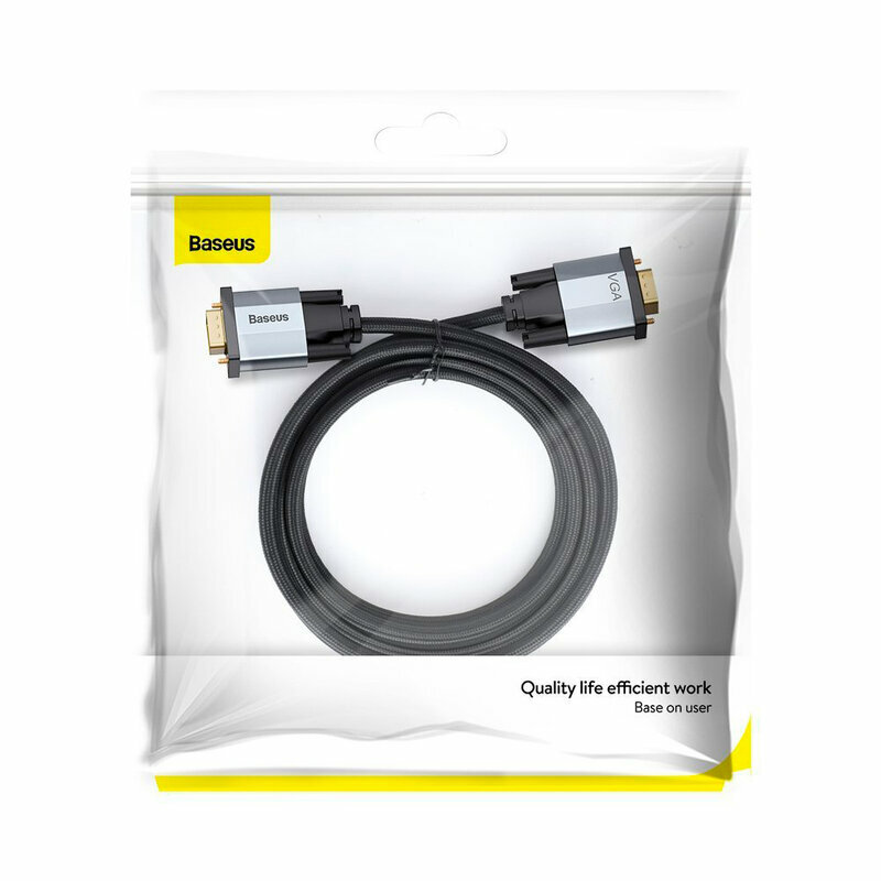 Cablu Video Convertor Baseus Enjoyment Bidirectional VGA to VGA Full HD 1M - CAKSX-T0G - Negru/Gri
