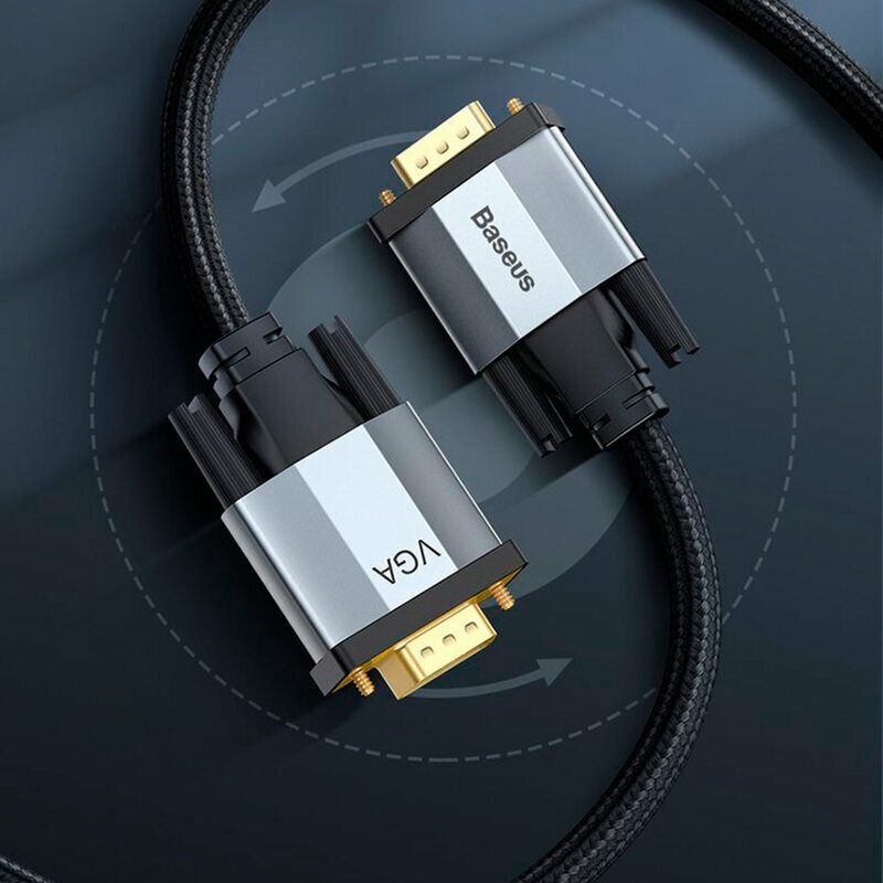 Cablu Video Convertor Baseus Enjoyment Bidirectional VGA to VGA Full HD 1M - CAKSX-T0G - Negru/Gri