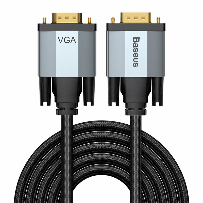 Cablu Video Convertor Baseus Enjoyment Bidirectional VGA to VGA Full HD 2M - CAKSX-U0G - Negru/Gri