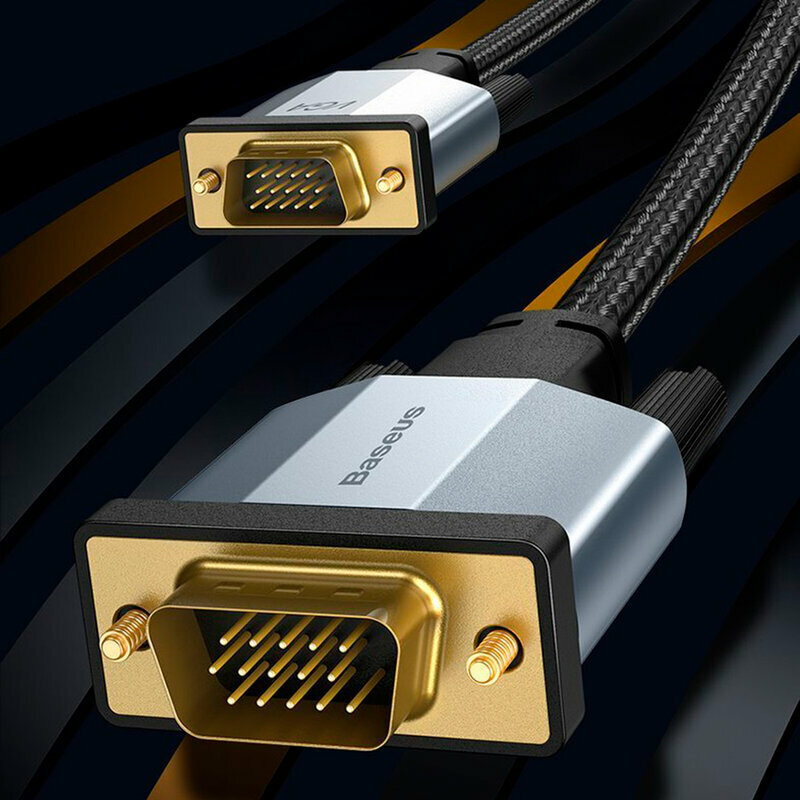 Cablu Video Convertor Baseus Enjoyment Bidirectional VGA to VGA Full HD 2M - CAKSX-U0G - Negru/Gri