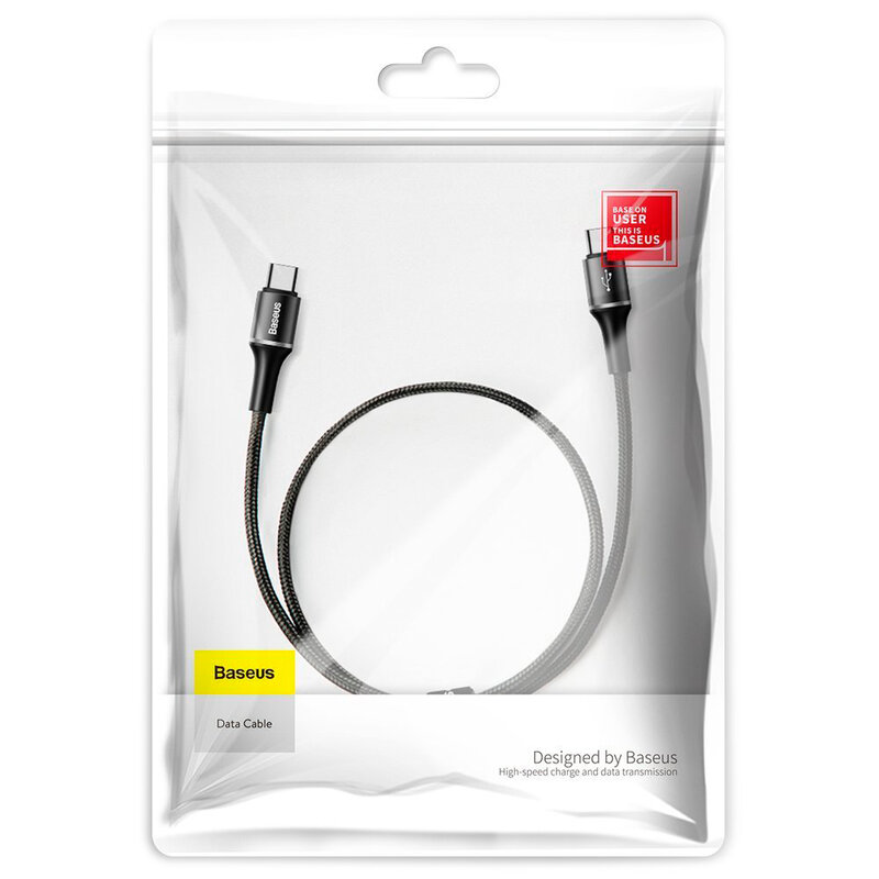 Cablu de date Baseus Halo Type-C To Type-C PD 2.0 60W 20V 3A 0,5m - CATGH-I01 - Negru