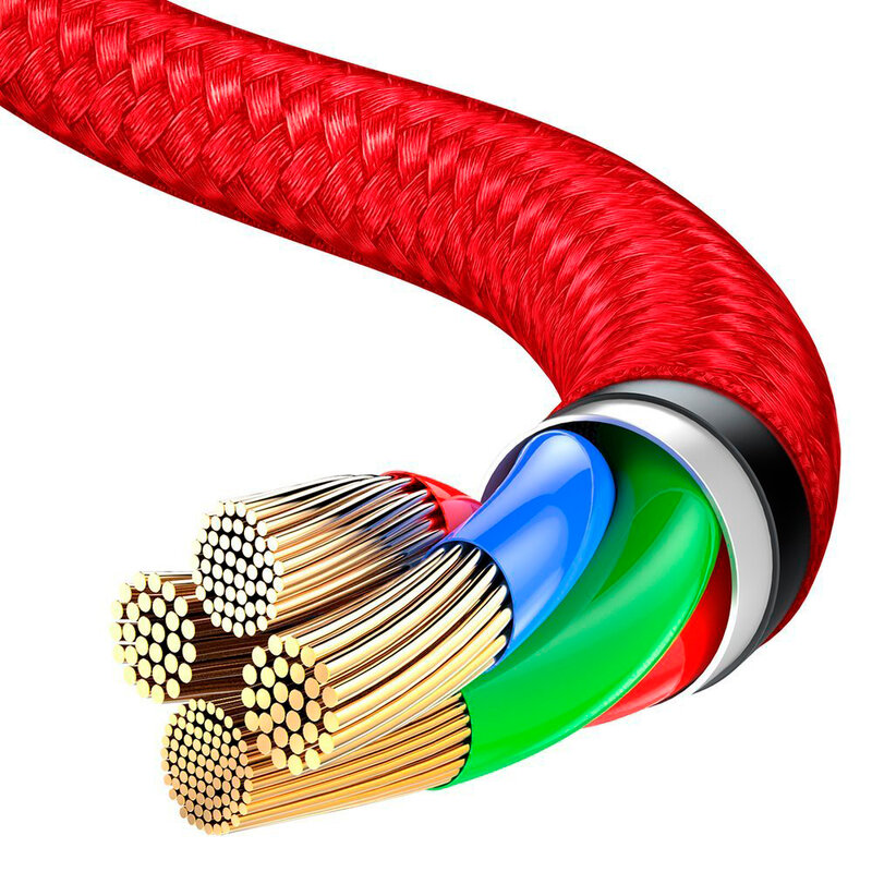 Cablu De Date Baseus Halo 3in1 USB To Micro-USB/Lightning/Type-C 3.5A 1,2m - CAMLT-HA09 - Rosu