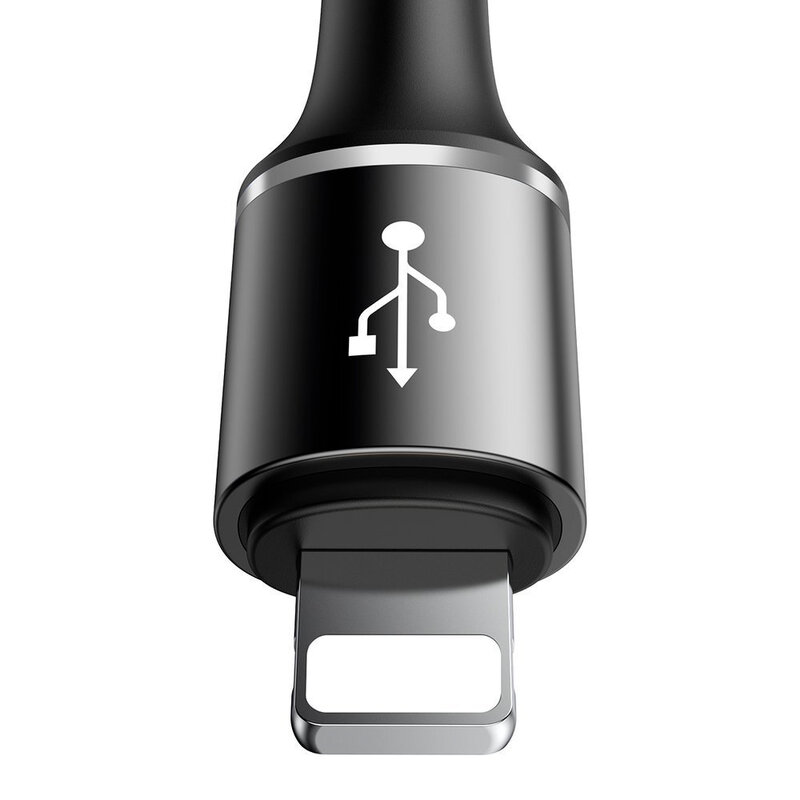 Cablu De Date Baseus Halo 3in1 USB To Micro-USB/Lightning/Type-C 3.5A 1,2m - CAMLT-HA01 - Negru
