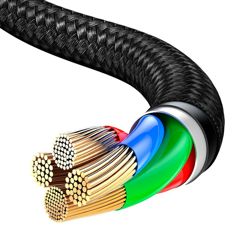 Cablu De Date Baseus Halo 3in1 USB To Micro-USB/Lightning/Type-C 3.5A 1,2m - CAMLT-HA01 - Negru