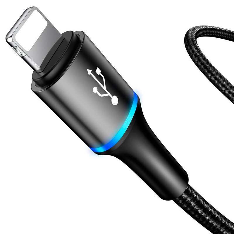 Cablu De Date Baseus Halo 3in1 USB To Micro-USB/Lightning/Type-C 3.5A 1,2m - CAMLT-HA01 - Negru