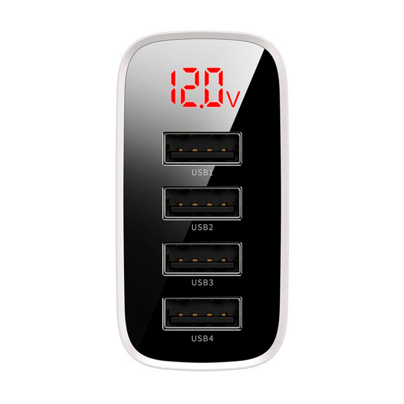 Incarcator Priza Baseus Mirror Lake Digital Display 4xUSB Travel Charger 30W 6A - CCJMHB-B02 - Alb