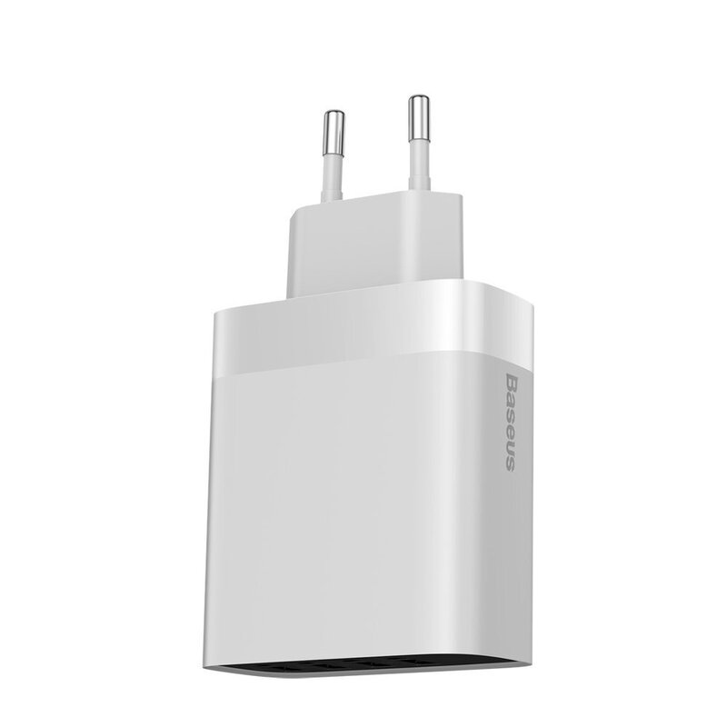 Incarcator Priza Baseus Mirror Lake Digital Display 4xUSB Travel Charger 30W 6A - CCJMHB-B02 - Alb