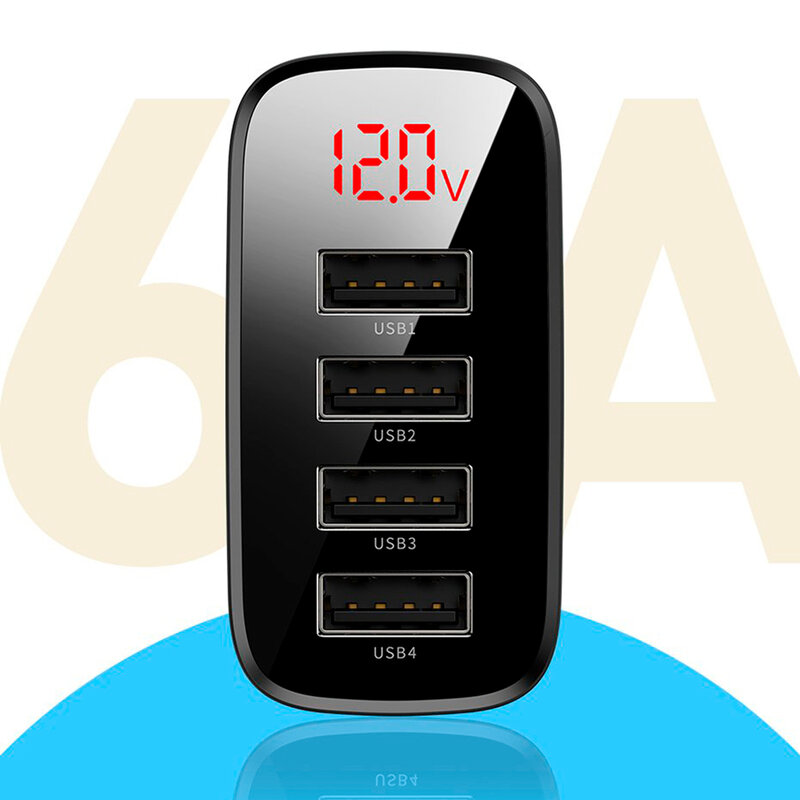 Incarcator Priza Baseus Mirror Lake Digital Display 4xUSB Travel Charger 30W 6A - CCJMHB-B01 - Negru