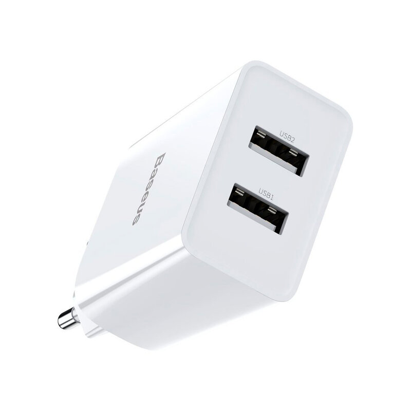 Incarcator Priza Baseus Speed Mini Dual U 2xUSB 2.1A 10.5W - CCFS-R02 - Alb