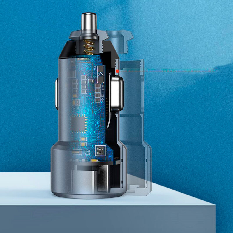 Incarcator auto Dux Ducis B30 Space Dux PD + QC USB/Type-C 24W 4.8A, gri