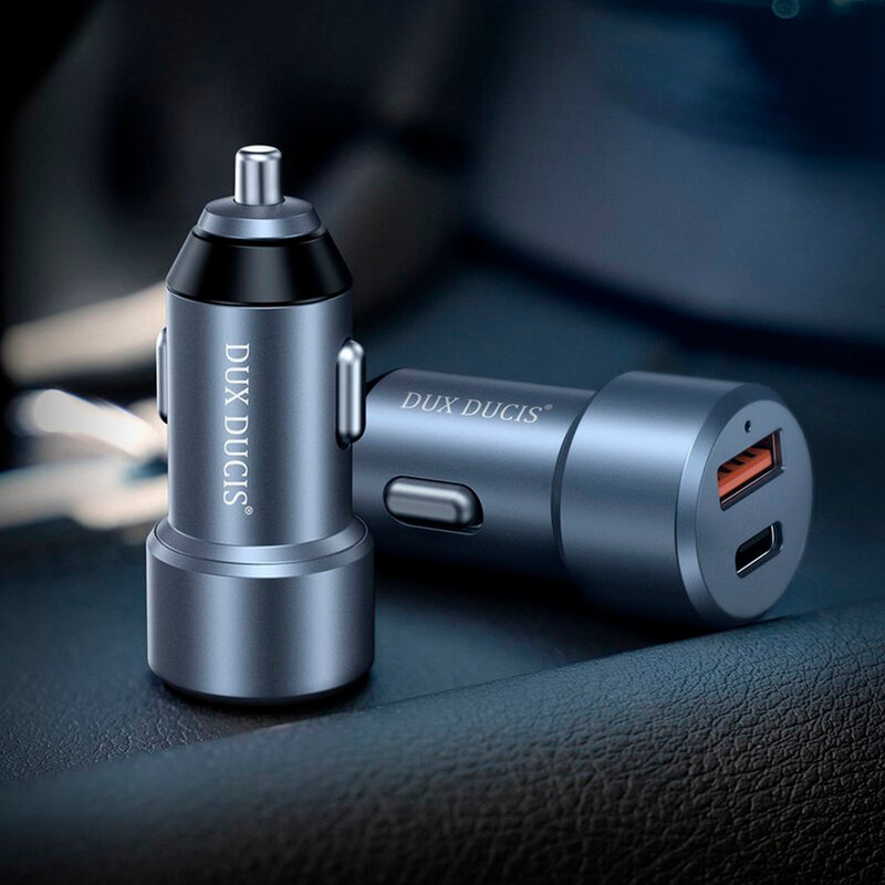 Incarcator auto Dux Ducis B30 Space Dux PD + QC USB/Type-C 24W 4.8A, gri