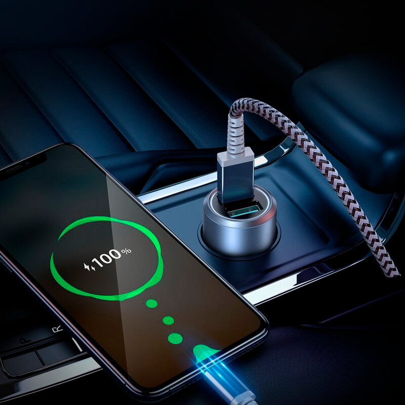 Incarcator Auto Dux Ducis B40 Space Dux 2xUSB QC 3.0 36W 2.4A - Argintiu